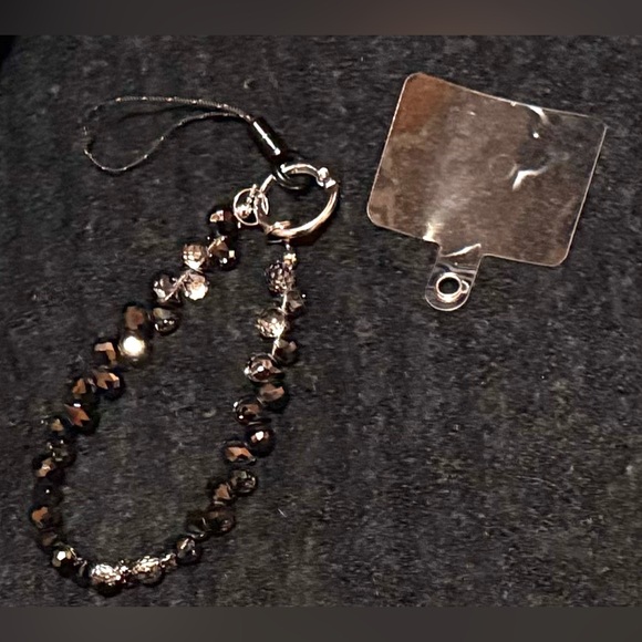 Crystal Beaded Phone Charm Lanyard with 3 attachments, 5 color choices-Pick One! - Picture 3 of 8